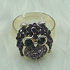 Zinc Alloy Finger Rings with crystal, Sold by PC