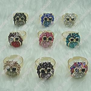 Zinc Alloy Finger Rings with crystal, Sold by Box