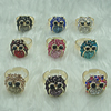 Zinc Alloy Finger Rings with crystal, Sold by Box
