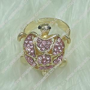 Zinc Alloy Finger Rings with crystal, Sold by PC