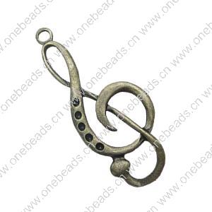 Pendant. Fashion Zinc Alloy Jewelry Findings. musical note 60x22mm. Sold by Bag