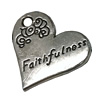 Pendant. Fashion Zinc Alloy jewelry findings. Heart 20x19mm. Sold by Bag
