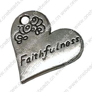 Pendant. Fashion Zinc Alloy jewelry findings. Heart 20x19mm. Sold by Bag