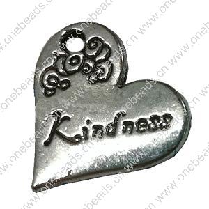 Pendant. Fashion Zinc Alloy jewelry findings. Heart 20x19mm. Sold by Bag
