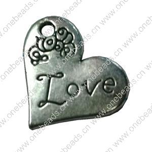 Pendant. Fashion Zinc Alloy jewelry findings. Heart 20x19mm. Sold by Bag