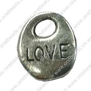 Pendant. Fashion Zinc Alloy jewelry findings.Flat Oval 12x10mm. Sold by Bag