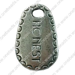 Pendant. Fashion Zinc Alloy jewelry findings.Flat Teardrop 25x15mm. Sold by Bag