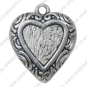 Pendant. Fashion Zinc Alloy Jewelry Findings. Heart 20x17mm. Sold by Bag