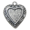 Pendant. Fashion Zinc Alloy Jewelry Findings. Heart 20x17mm. Sold by Bag
