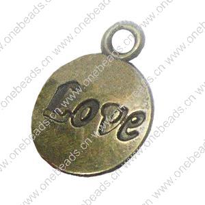 Pendant. Fashion Zinc Alloy Jewelry Findings. Falt Round 16x12mm. Sold by Bag