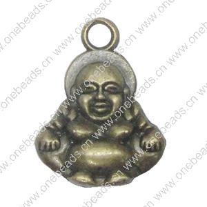 Pendant. Fashion Zinc Alloy Jewelry Findings. Buddha 14x17mm. Sold by Bag