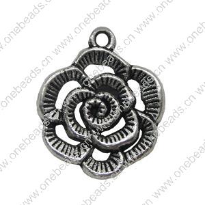 Pendant. Fashion Zinc Alloy Jewelry Findings. Flower 25x20mm. Sold by Bag