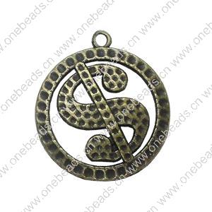 Pendant. Fashion Zinc Alloy Jewelry Findings. Sign 29x25mm. Sold by Bag