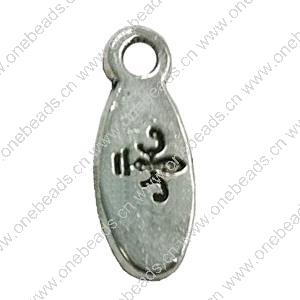 Pendant. Fashion Zinc Alloy Jewelry Findings. Flat Oval 16x7mm. Sold by Bag