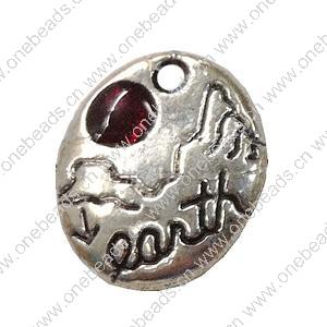 Pendant. Fashion Zinc Alloy jewelry findings. Flat Oval 14x16mm. Sold by Bag