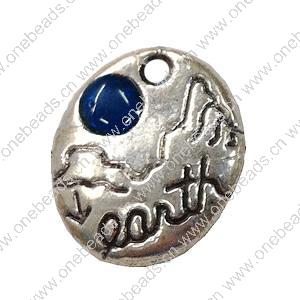 Pendant. Fashion Zinc Alloy jewelry findings. Flat Oval 14x16mm. Sold by Bag