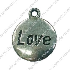 Pendant. Fashion Zinc Alloy jewelry findings. Flat Round 18x15mm. Sold by Bag