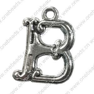 Pendant. Fashion Zinc Alloy jewelry findings. Letter 25x18mm. Sold by Bag