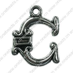 Pendant. Fashion Zinc Alloy jewelry findings. Letter 25x18mm. Sold by Bag