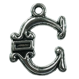 Pendant. Fashion Zinc Alloy jewelry findings. Letter 25x18mm. Sold by Bag