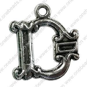 Pendant. Fashion Zinc Alloy jewelry findings. Letter 25x20mm. Sold by Bag