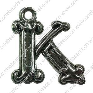 Pendant. Fashion Zinc Alloy jewelry findings. Letter 25x20mm. Sold by Bag