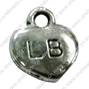 Pendant. Fashion Zinc Alloy Jewelry Findings. Heart 11x12mm. Sold by Bag