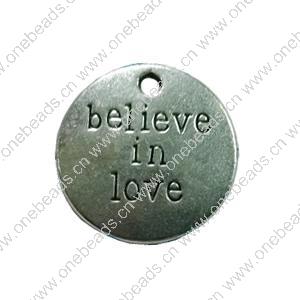 Pendant. Fashion Zinc Alloy Jewelry Findings. Flat Round 20x20mm. Sold by Bag