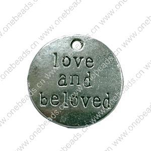 Pendant. Fashion Zinc Alloy Jewelry Findings. Flat Round 20x20mm. Sold by Bag