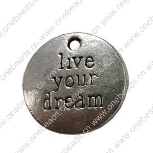 Pendant. Fashion Zinc Alloy Jewelry Findings. Flat Round 20x20mm. Sold by Bag