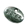 Pendant. Fashion Zinc Alloy Jewelry Findings. Flat Oval 12x10mm. Sold by Bag
