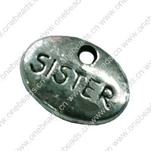 Pendant. Fashion Zinc Alloy Jewelry Findings. Flat Oval 12x10mm. Sold by Bag