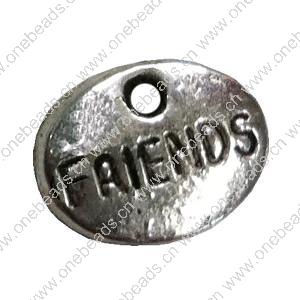 Pendant. Fashion Zinc Alloy Jewelry Findings. Flat Oval 12x10mm. Sold by Bag