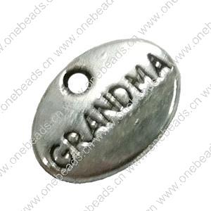 Pendant. Fashion Zinc Alloy Jewelry Findings. Flat Oval 12x10mm. Sold by Bag