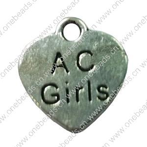 Pendant. Fashion Zinc Alloy Jewelry Findings. Heart 15x16mm. Sold by Bag