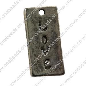 Pendant. Fashion Zinc Alloy jewelry findings. Rectangle 19x10mm. Sold by Bag