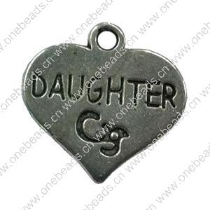 Pendant. Fashion Zinc Alloy jewelry findings. Heart 17x17mm. Sold by Bag