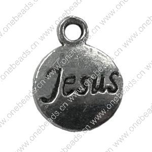 Pendant. Fashion Zinc Alloy jewelry findings. Flat Round 15x10mm. Sold by Bag