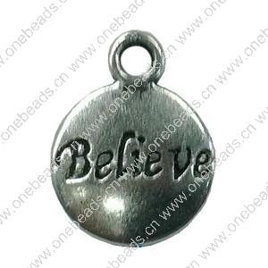 Pendant. Fashion Zinc Alloy jewelry findings. Flat Round 15x10mm. Sold by Bag