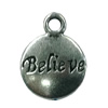 Pendant. Fashion Zinc Alloy jewelry findings. Flat Round 15x10mm. Sold by Bag
