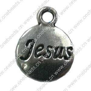 Pendant. Fashion Zinc Alloy jewelry findings. Flat Round 15x10mm. Sold by Bag