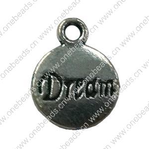 Pendant. Fashion Zinc Alloy jewelry findings. Flat Round 15x10mm. Sold by Bag