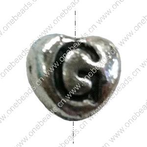 Beads. Fashion Zinc Alloy jewelry findings. Heart 8x8mm, Hole size:about 1mm Sold by Bag