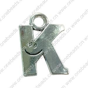 Pendant. Fashion Zinc Alloy Jewelry Findings. Letter 32x20mm. Sold by Bag