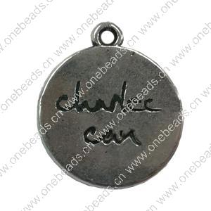 Pendant. Fashion Zinc Alloy jewelry findings. Flat Round 23x20mm. Sold by Bag