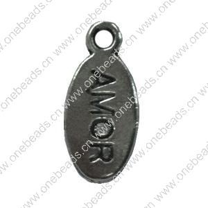 Pendant. Fashion Zinc Alloy jewelry findings. Falt Oval 15x8mm. Sold by Bag