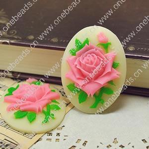 Cameos, Flower Resin Jewelry findings, Double color, A Grade, 29x39.5mm, Sold by PC