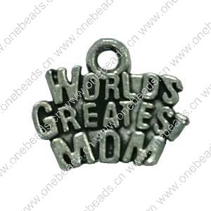 Pendant. Fashion Zinc Alloy jewelry findings. Letter 13x15mm. Sold by Bag