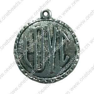 Pendant. Fashion Zinc Alloy jewelry findings. Flat Round 20x19mm. Sold by Bag