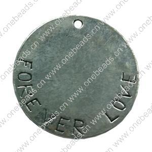 Pendant. Fashion Zinc Alloy jewelry findings. Flat Round 28mm. Sold by Bag